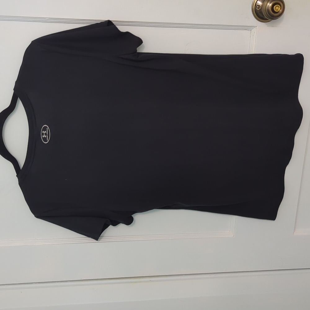 Under Armour Sz L Black V-Neck Short Sleeve T-Shirt - Picture 4 of 4